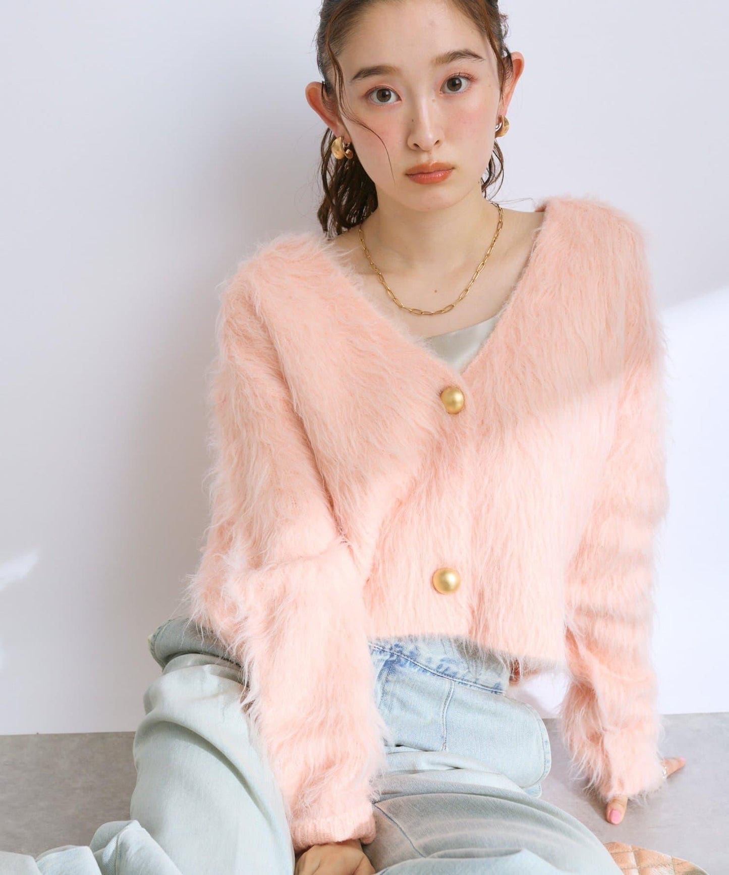 【全骨架推薦最強針織衫】長毛羽短款開衫