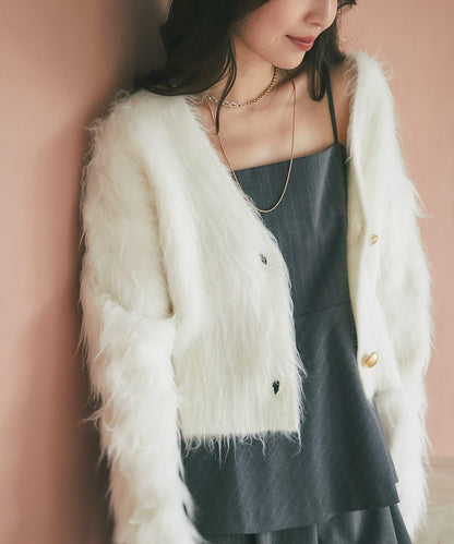 【全骨架推薦最強針織衫】長毛羽短款開衫