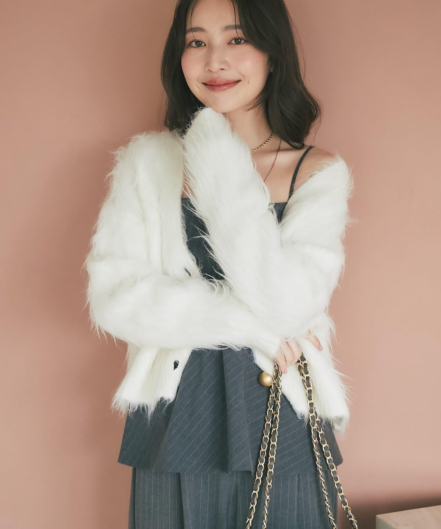 【全骨架推薦最強針織衫】長毛羽短款開衫