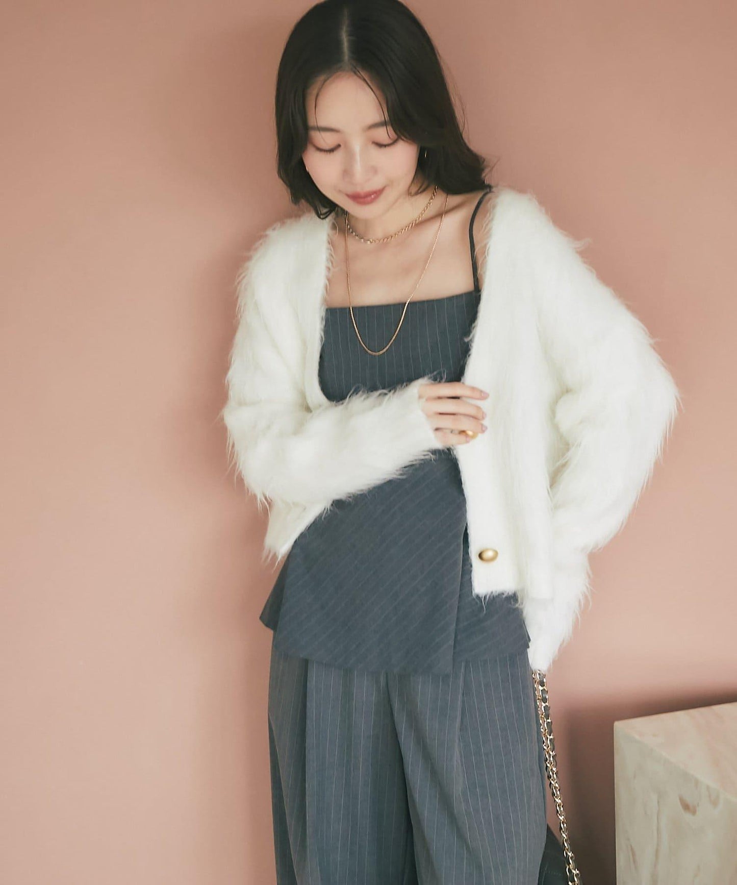 【全骨架推薦最強針織衫】長毛羽短款開衫