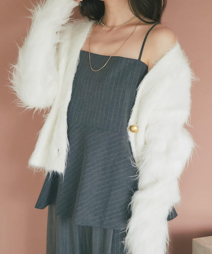 【全骨架推薦最強針織衫】長毛羽短款開衫