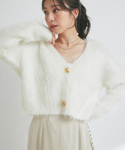 【全骨架推薦最強針織衫】長毛羽短款開衫