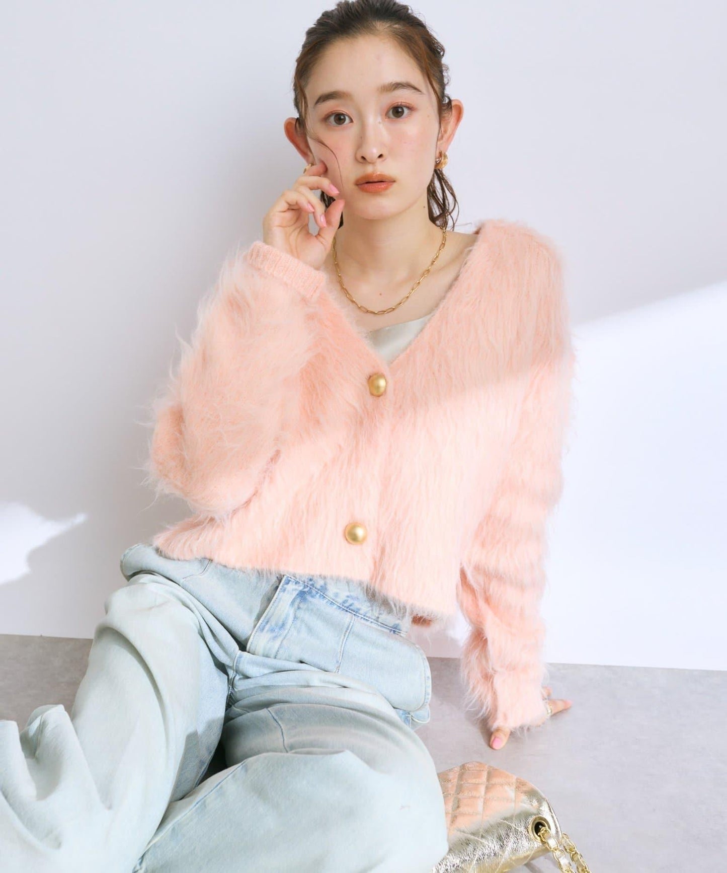 【全骨架推薦最強針織衫】長毛羽短款開衫