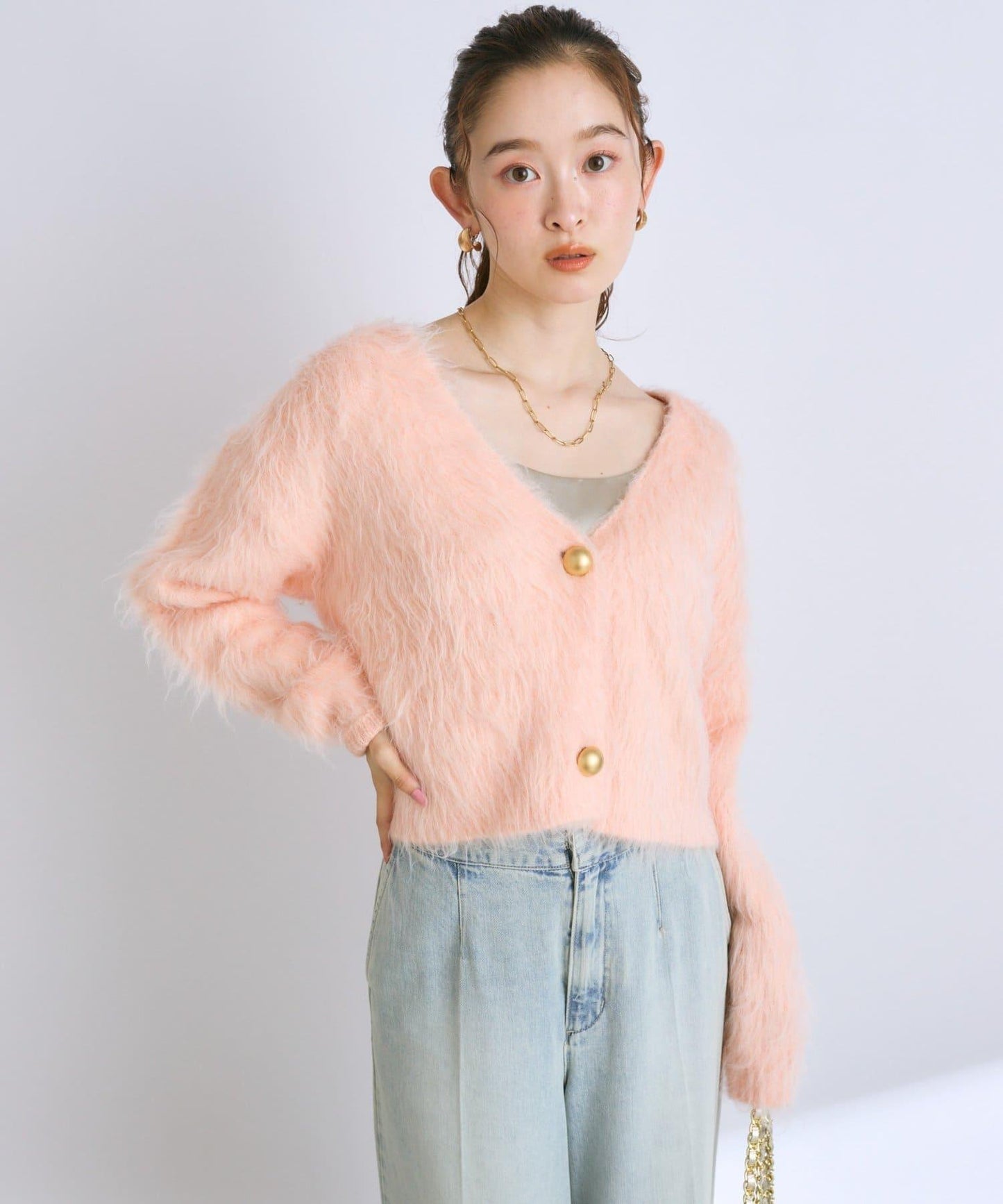 【全骨架推薦最強針織衫】長毛羽短款開衫