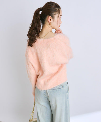 【全骨架推薦最強針織衫】長毛羽短款開衫