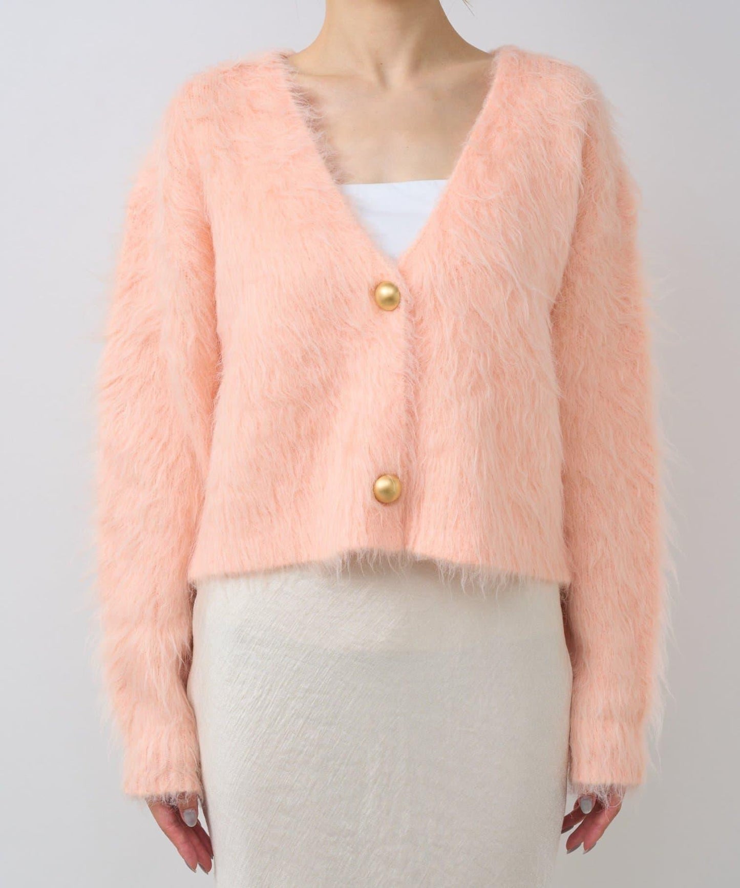 【全骨架推薦最強針織衫】長毛羽短款開衫