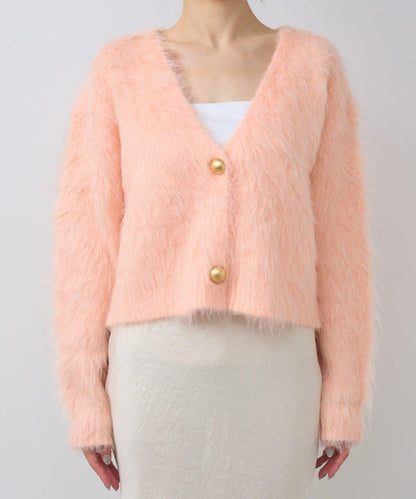 【全骨架推薦最強針織衫】長毛羽短款開衫