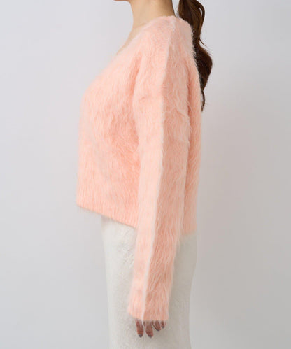 【全骨架推薦最強針織衫】長毛羽短款開衫