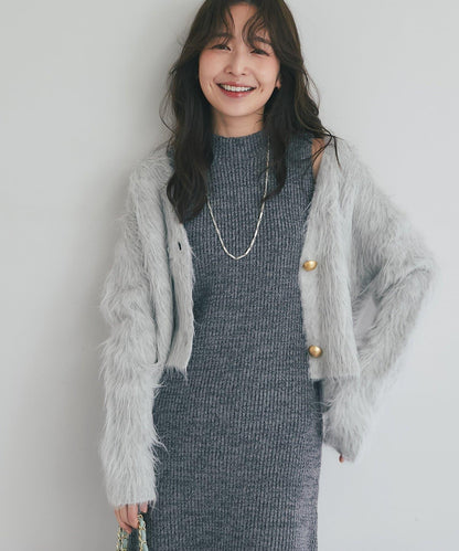 【全骨架推薦最強針織衫】長毛羽短款開衫