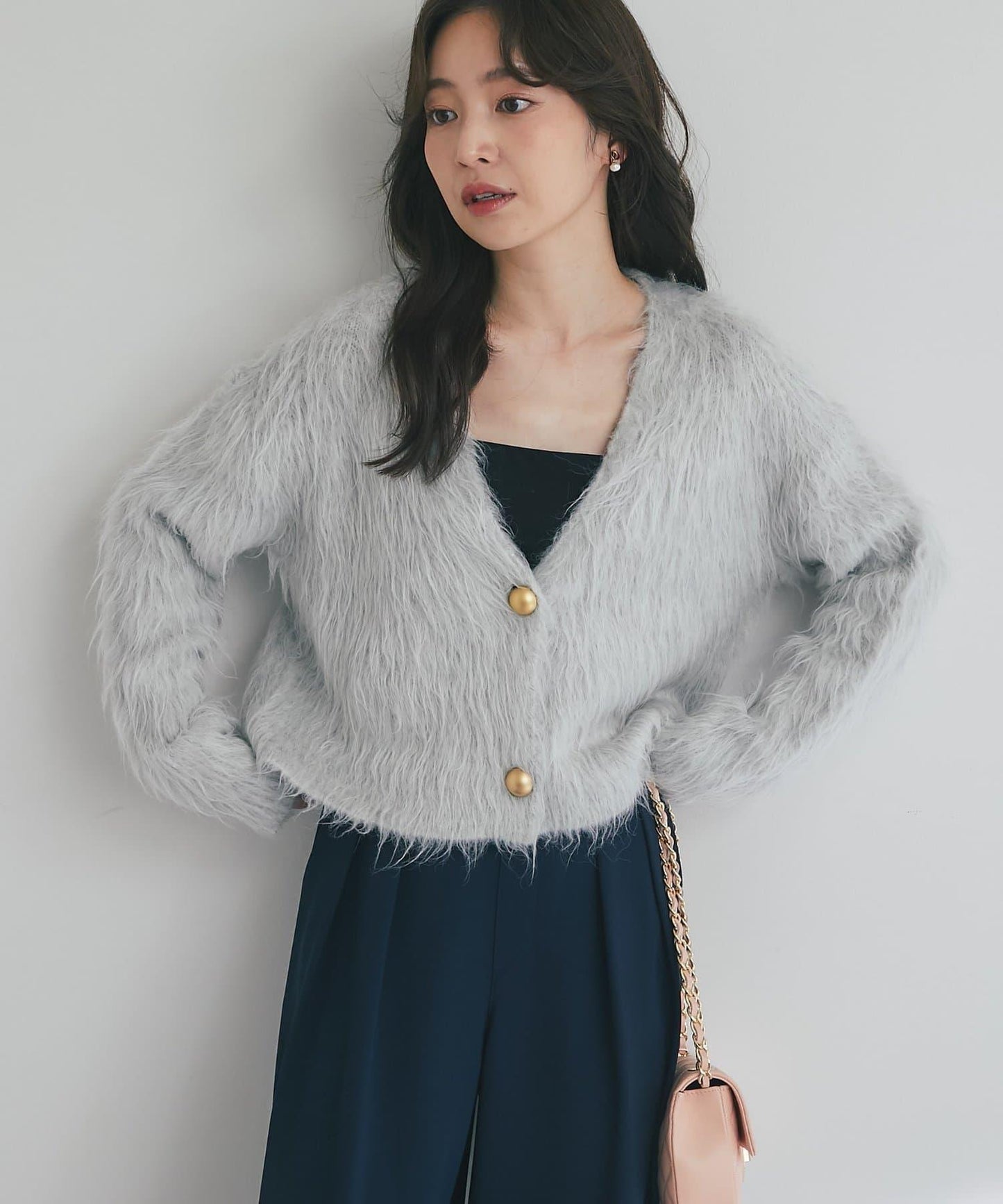 【全骨架推薦最強針織衫】長毛羽短款開衫