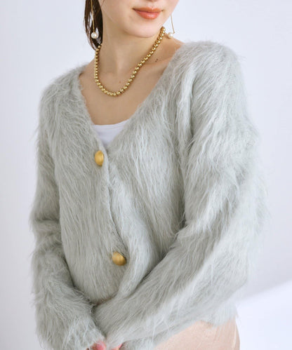 【全骨架推薦最強針織衫】長毛羽短款開衫