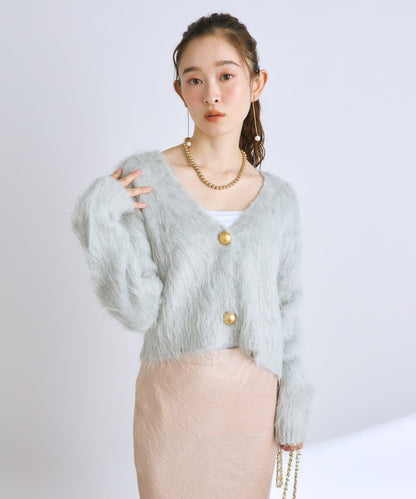 【全骨架推薦最強針織衫】長毛羽短款開衫