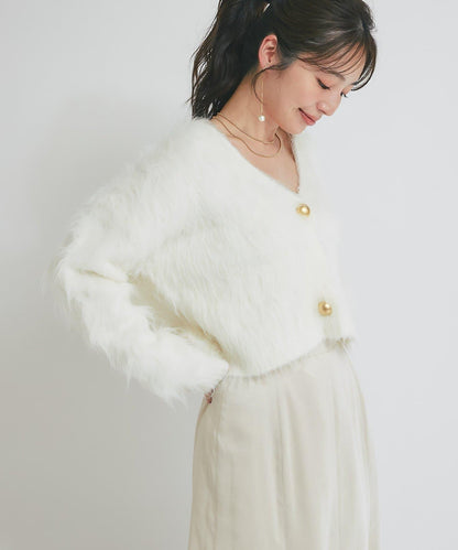 【全骨架推薦最強針織衫】長毛羽短款開衫