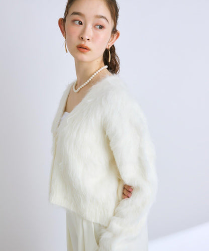 【全骨架推薦最強針織衫】長毛羽短款開衫