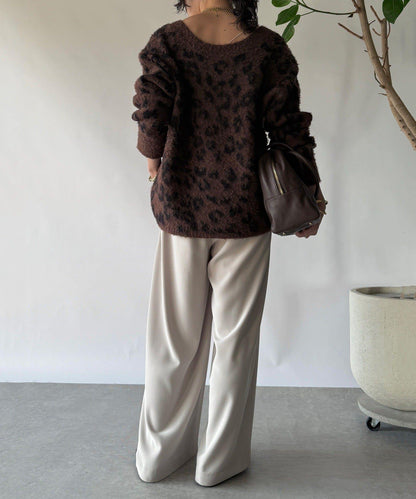 【時尚感十足】豹紋長毛針織衫
