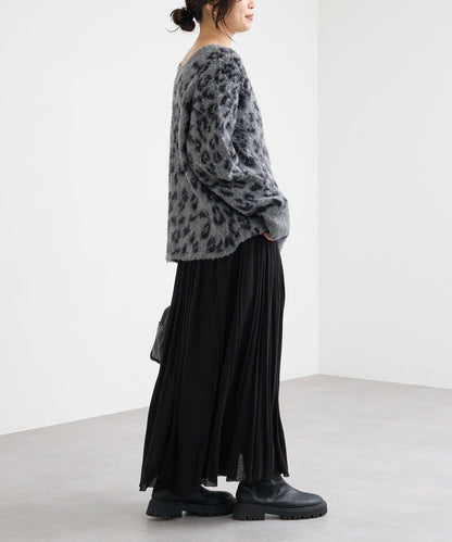 【時尚感十足】豹紋長毛針織衫