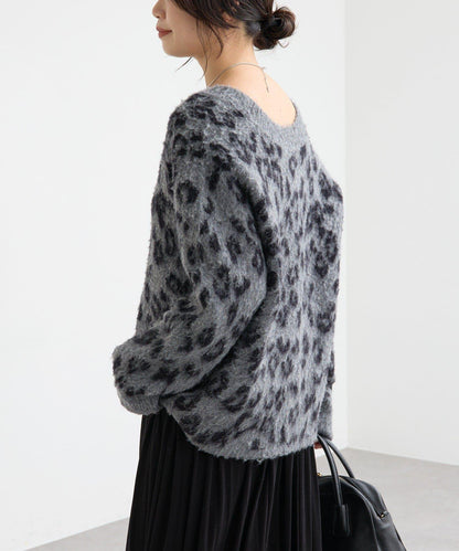 【時尚感十足】豹紋長毛針織衫