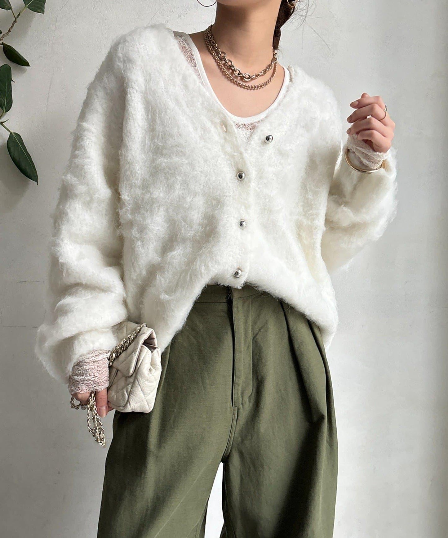 拉絲工藝銀色紐扣開衫