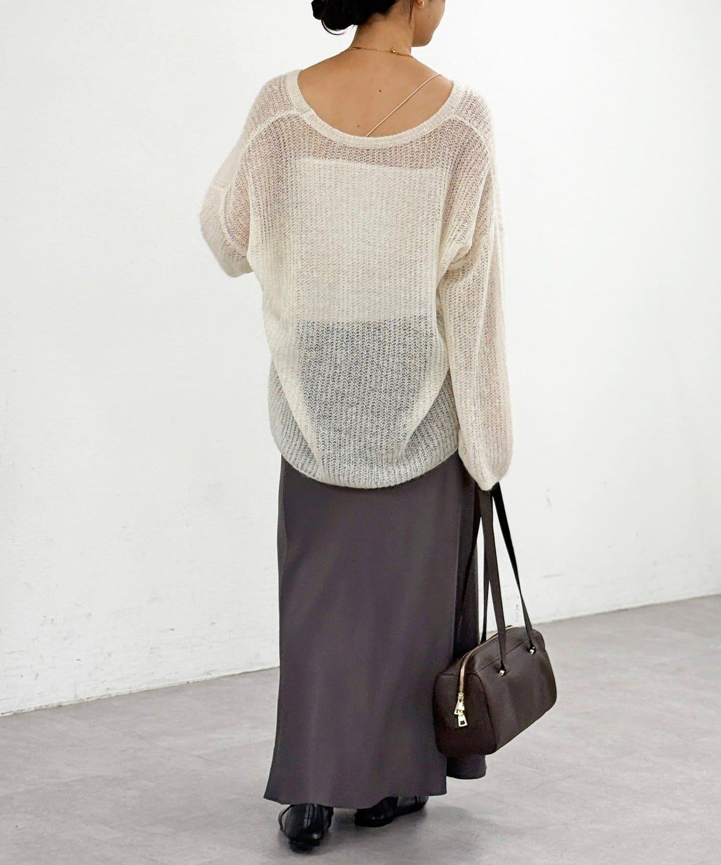 【輕盈感◎】附圍巾羊駝毛寬鬆針織衫