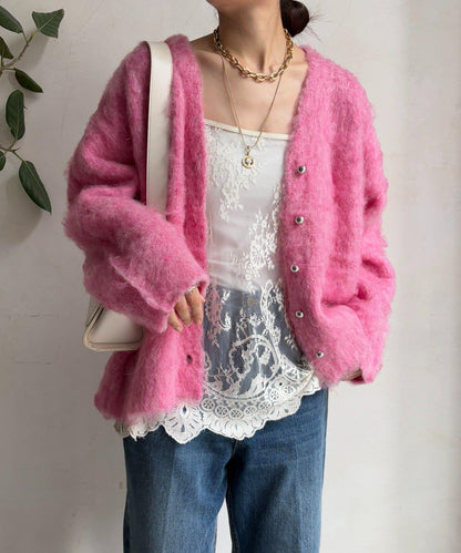 拉絲工藝銀色紐扣開衫