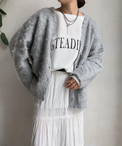 拉絲工藝銀色紐扣開衫