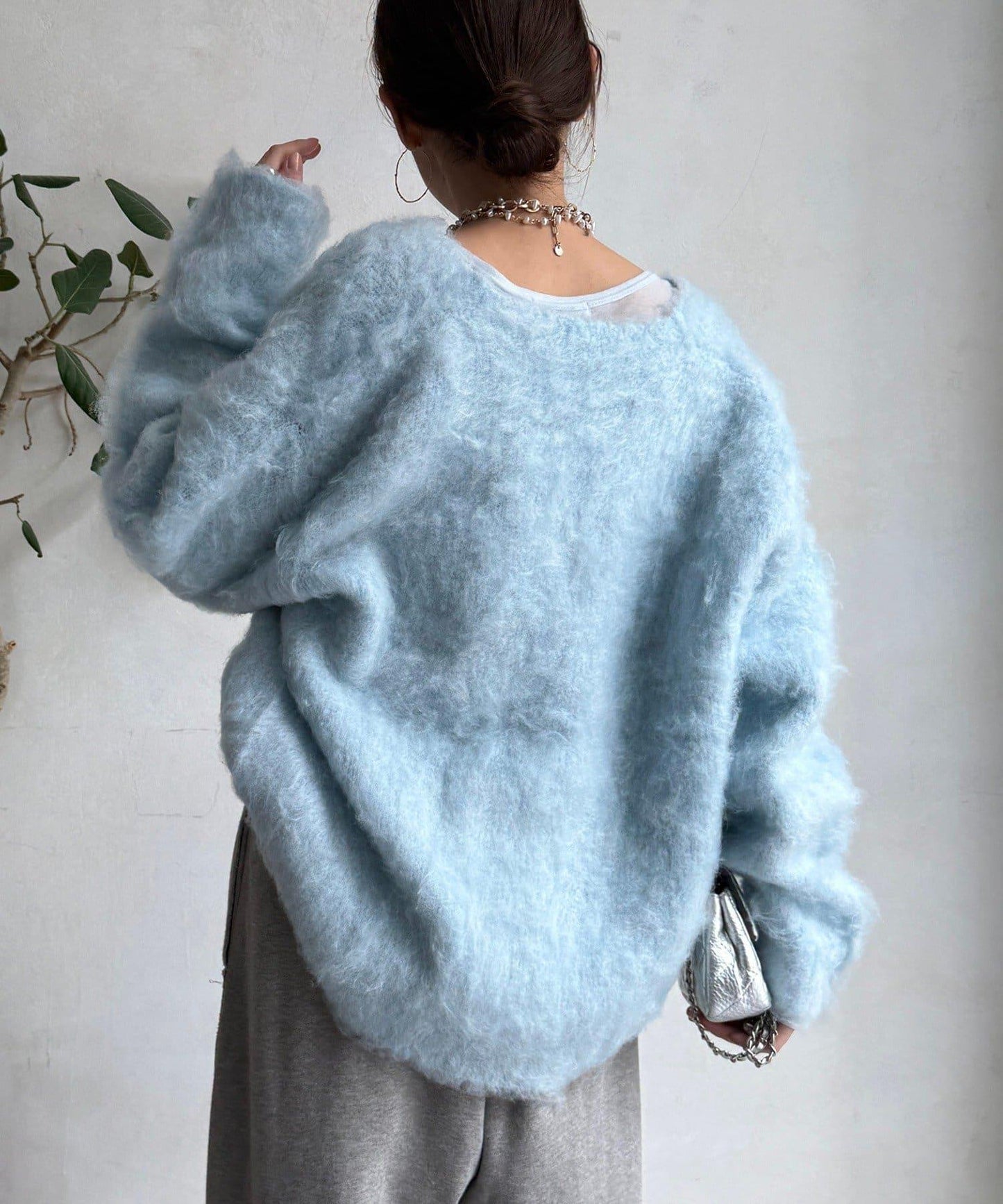 拉絲工藝銀色紐扣開衫