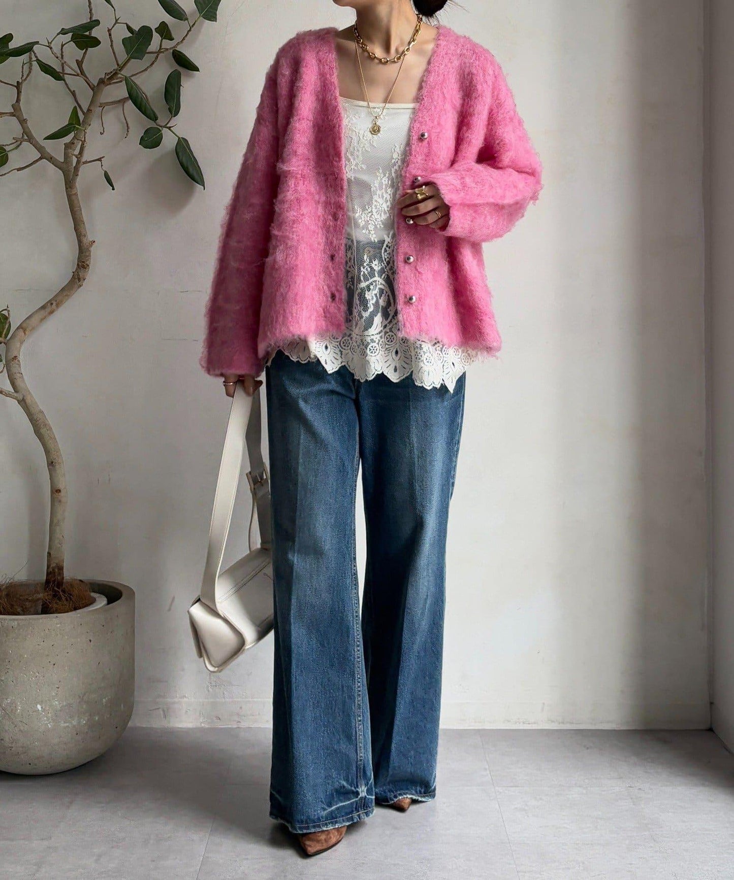 拉絲工藝銀色紐扣開衫