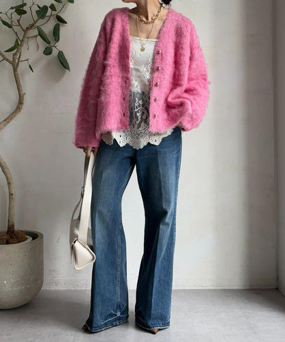 拉絲工藝銀色紐扣開衫