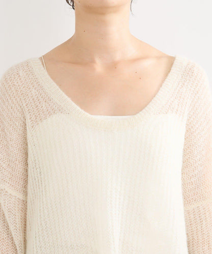 【輕盈感◎】附圍巾羊駝毛寬鬆針織衫