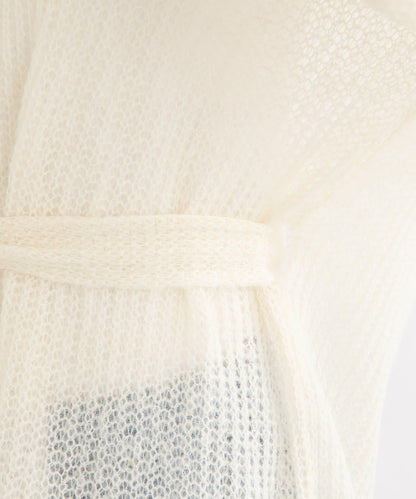 【輕盈感◎】附圍巾羊駝毛寬鬆針織衫