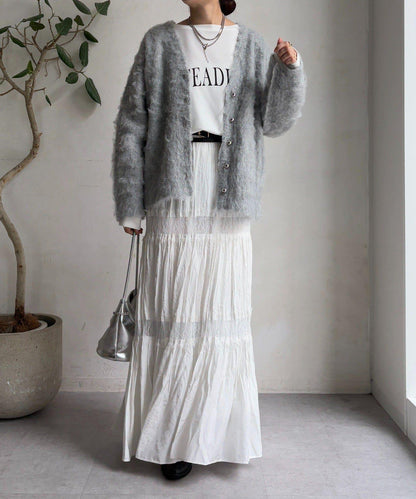 拉絲工藝銀色紐扣開衫