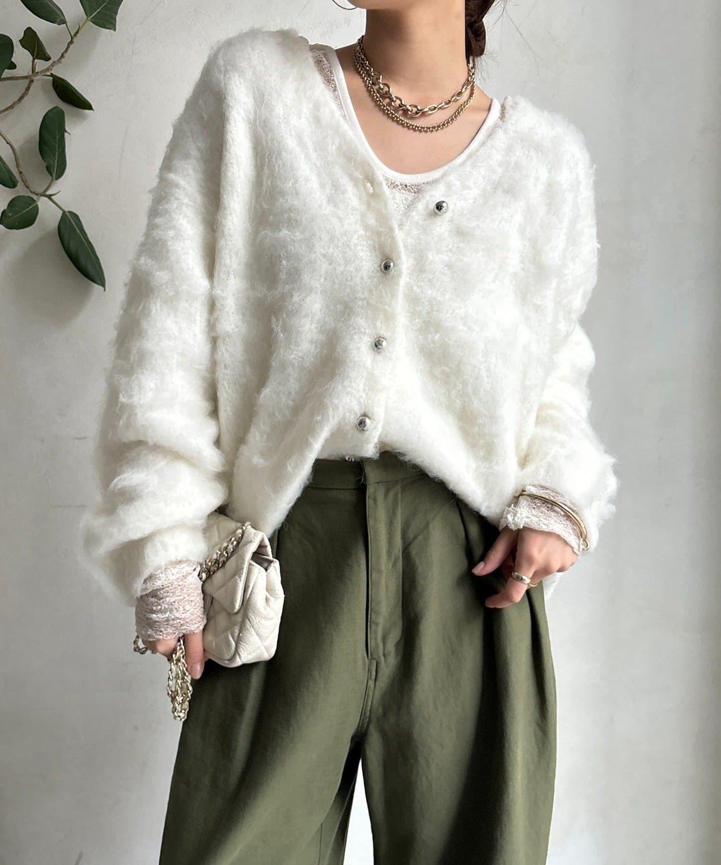 拉絲工藝銀色紐扣開衫