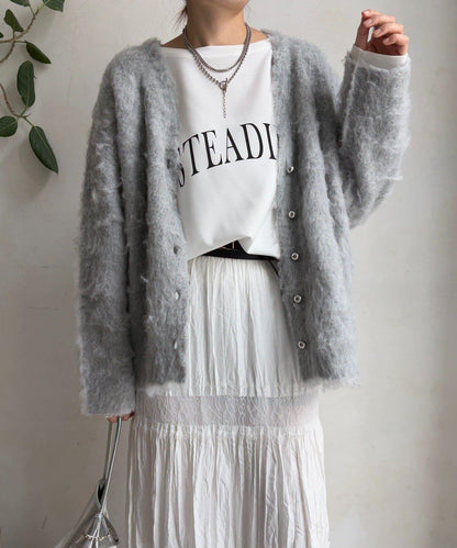 拉絲工藝銀色紐扣開衫