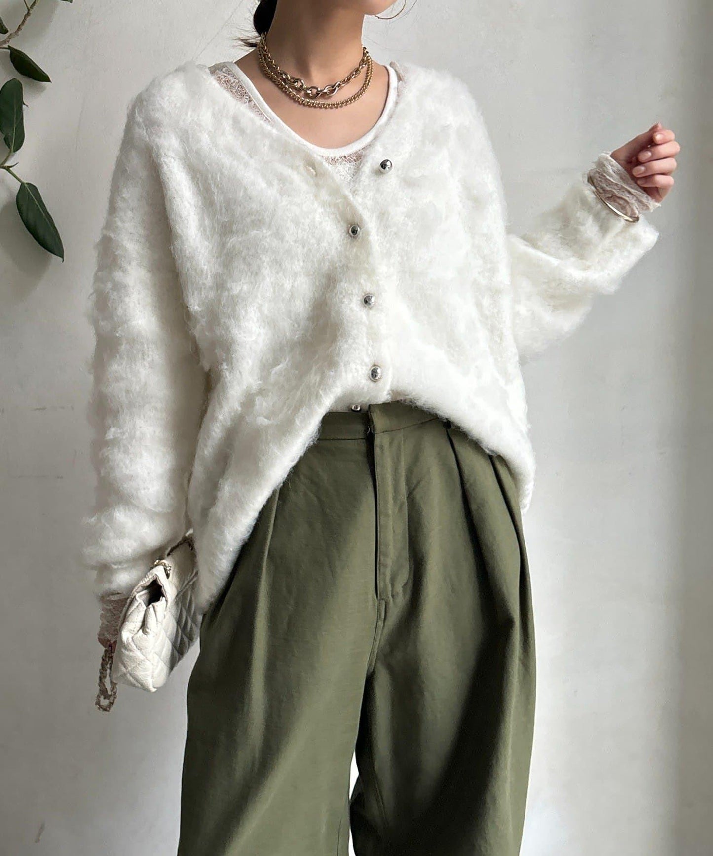 拉絲工藝銀色紐扣開衫