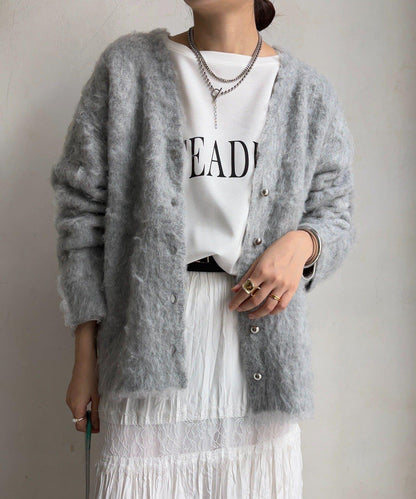 拉絲工藝銀色紐扣開衫