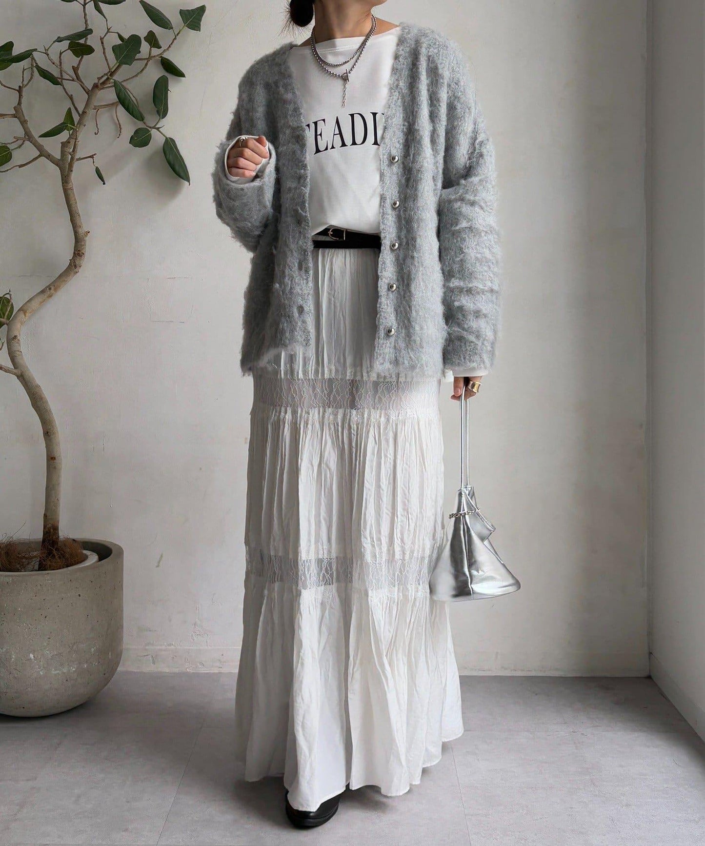 拉絲工藝銀色紐扣開衫