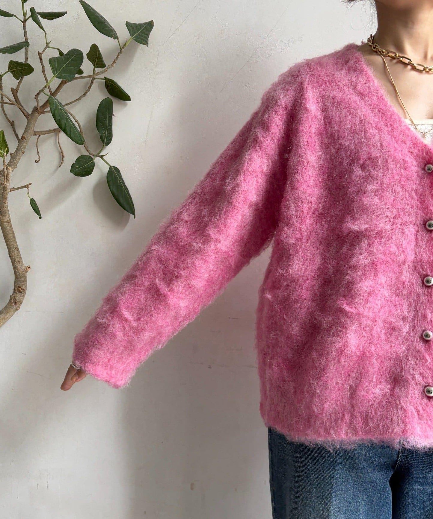 拉絲工藝銀色紐扣開衫