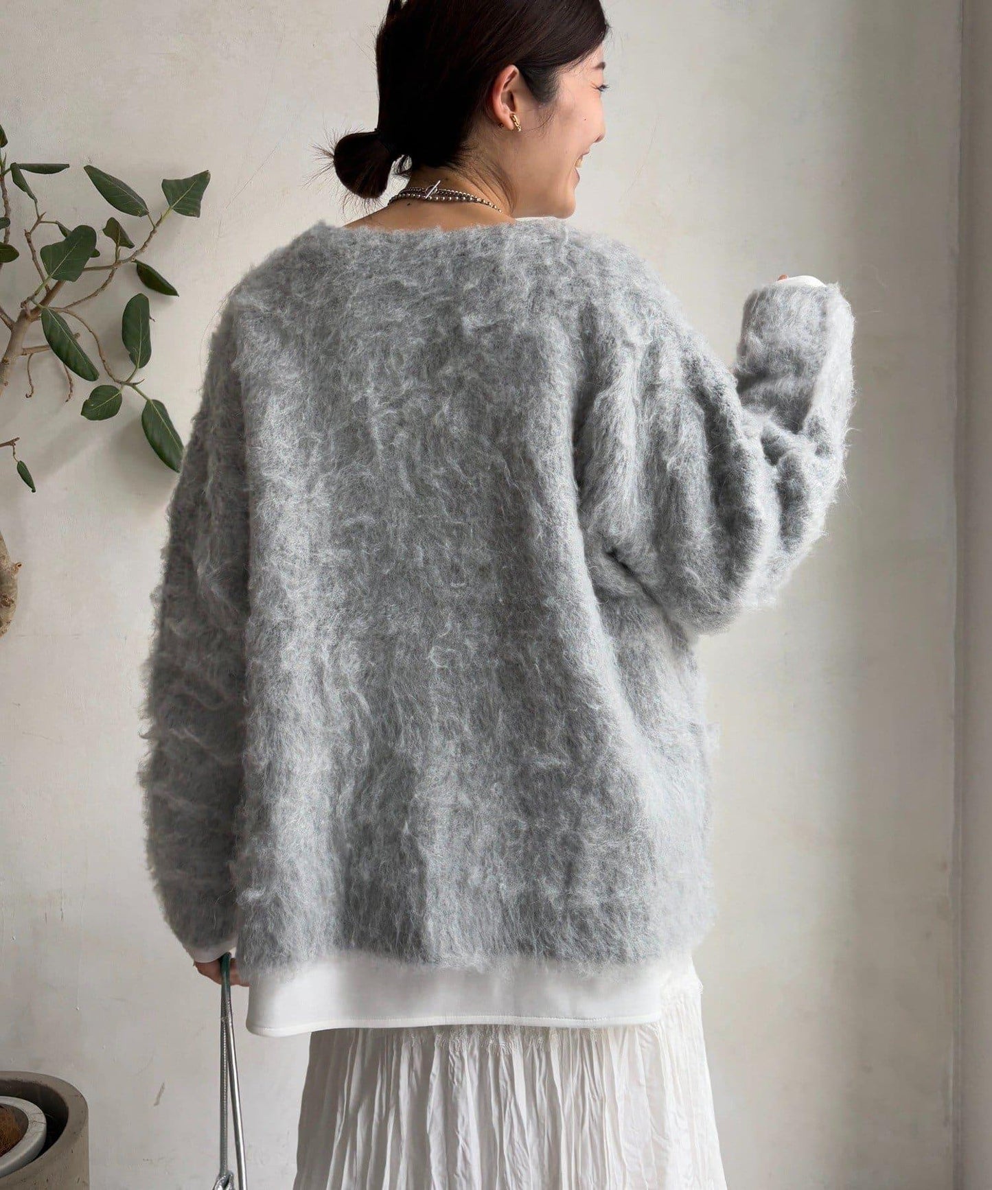 拉絲工藝銀色紐扣開衫