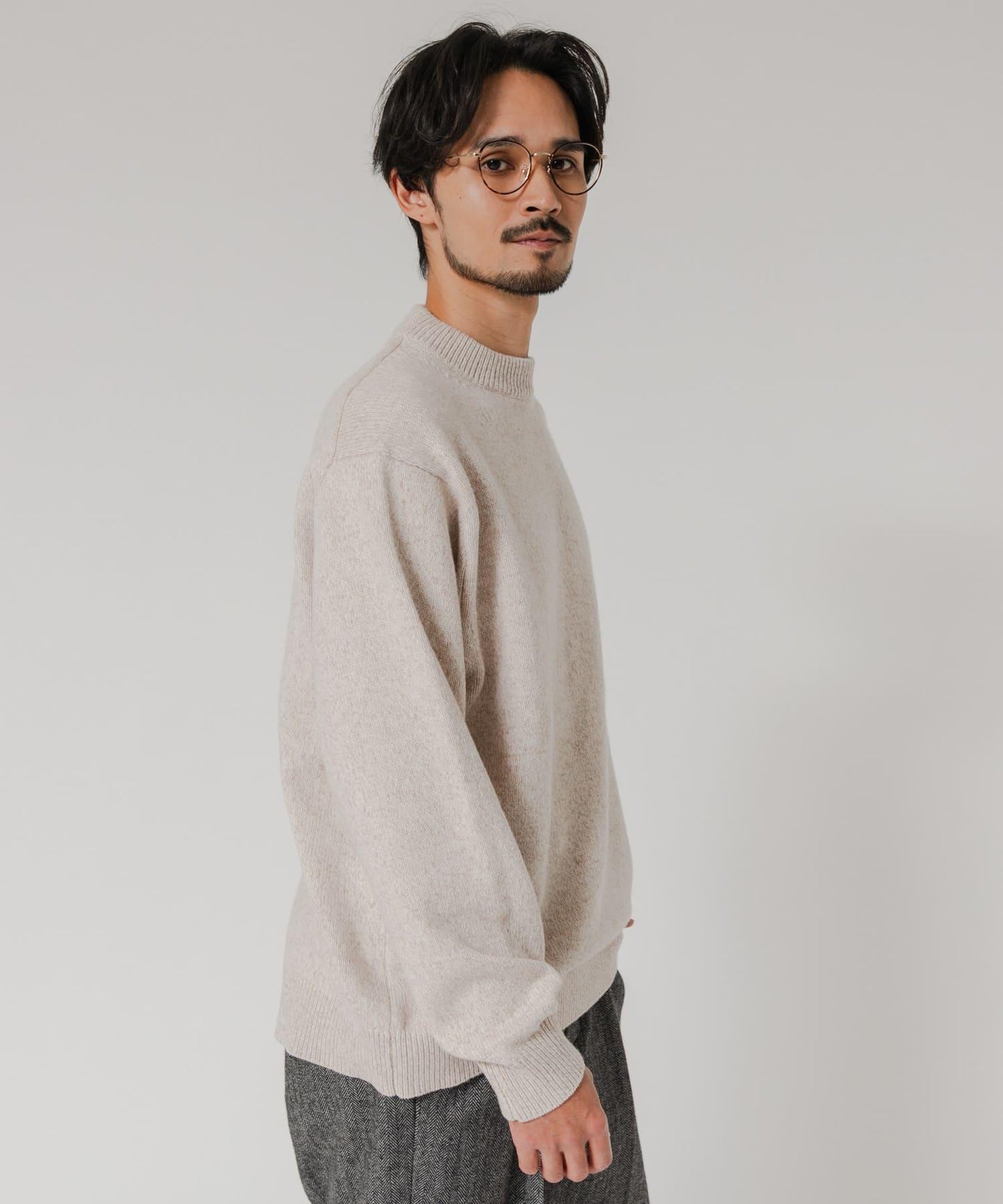 拼色混紡圓領針織衫