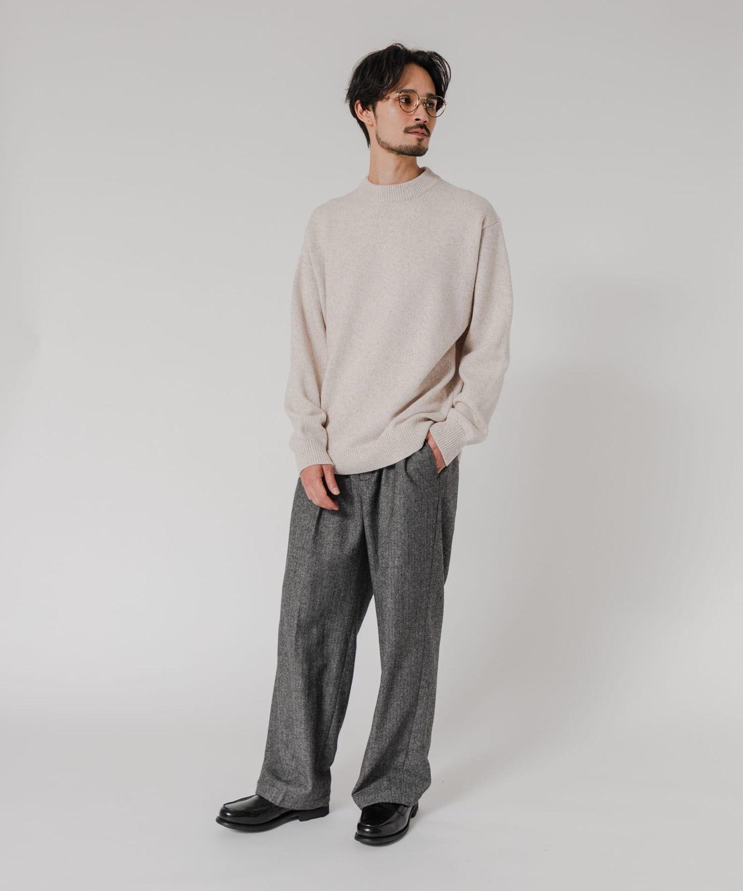 拼色混紡圓領針織衫