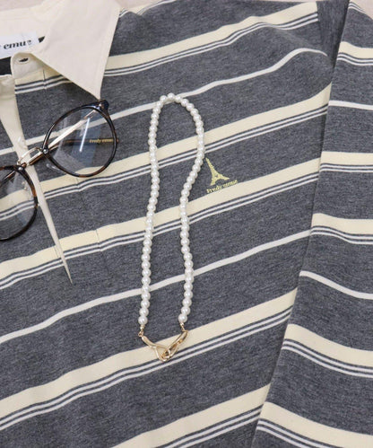 前置金屬扣珍珠項鍊