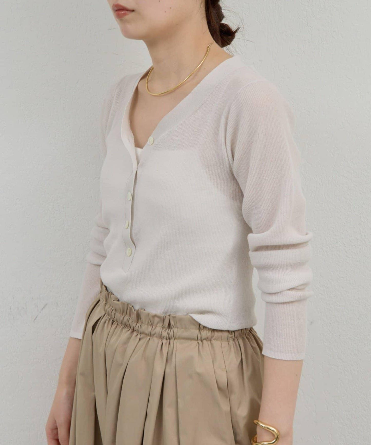 透視亨利領針織衫