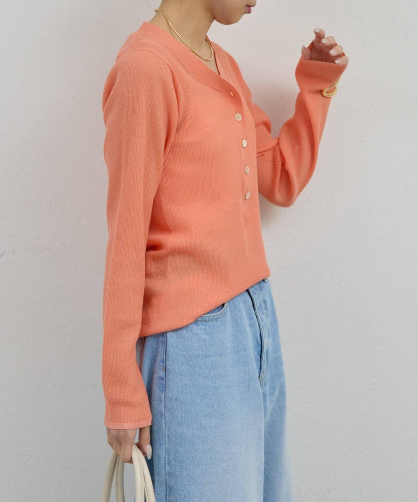 透視亨利領針織衫