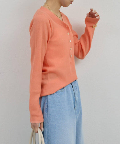 透視亨利領針織衫