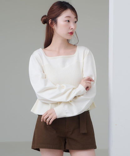 【Kastane】吊帶荷葉邊針織衫