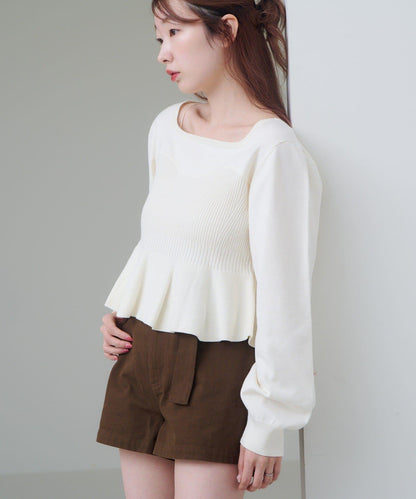 【Kastane】吊帶荷葉邊針織衫