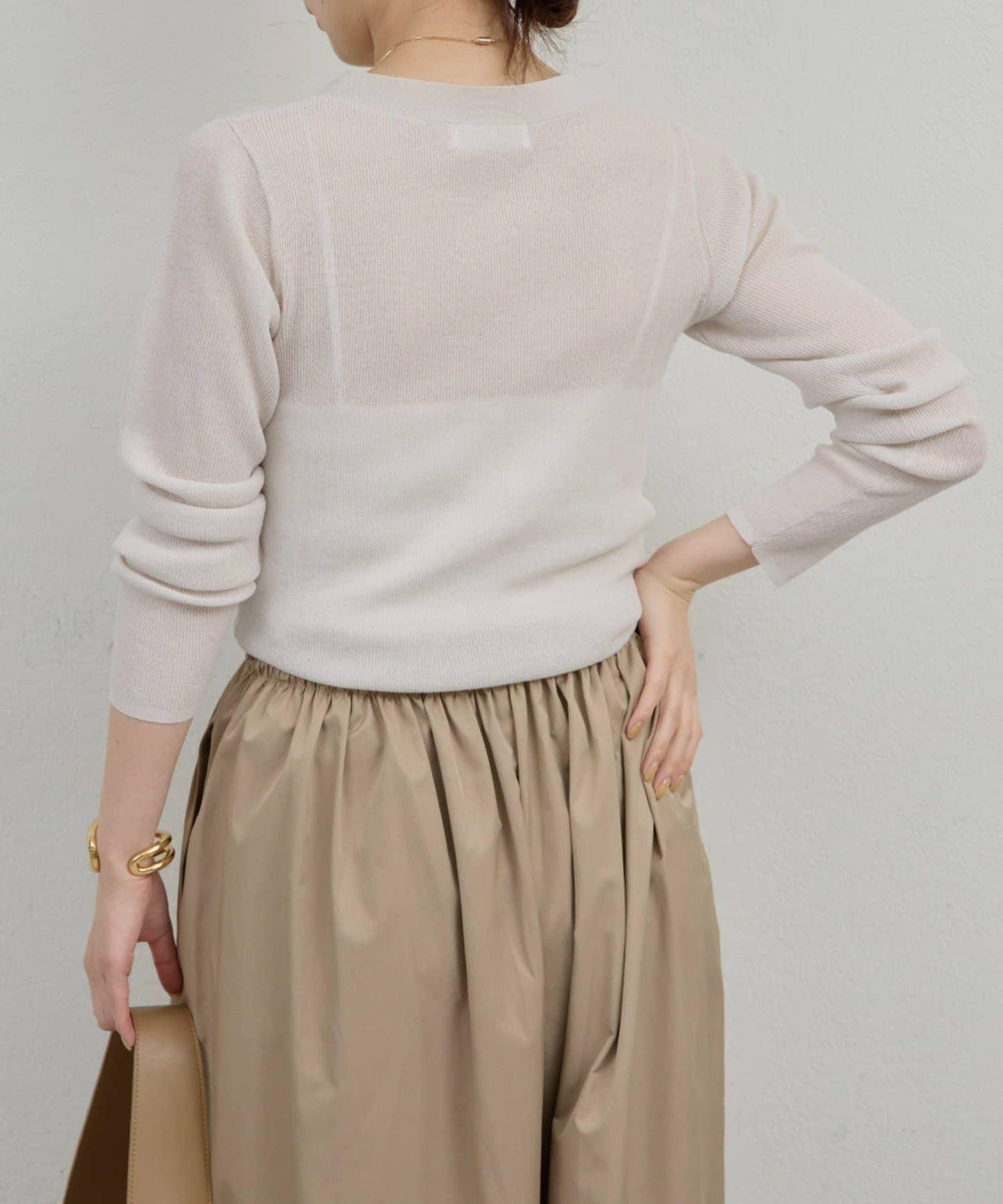 透視亨利領針織衫