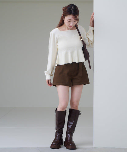 【Kastane】吊帶荷葉邊針織衫