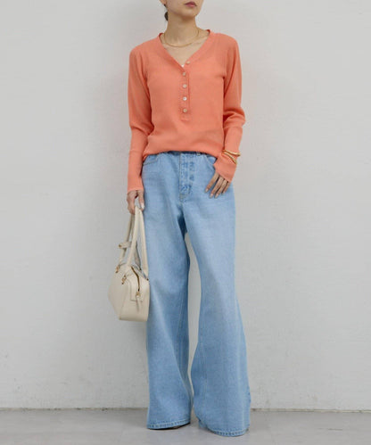 透視亨利領針織衫