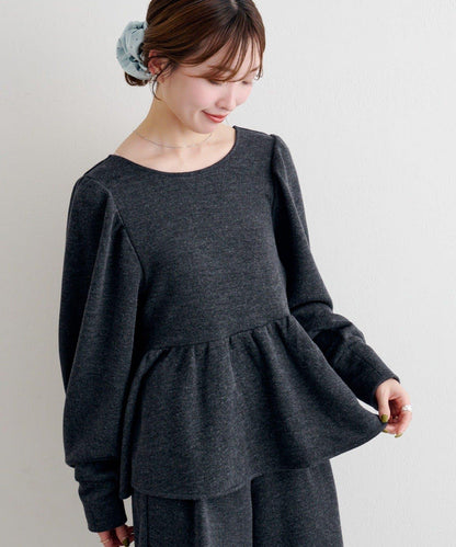 【套裝可搭配】B 針織風衛衣荷葉邊上衣